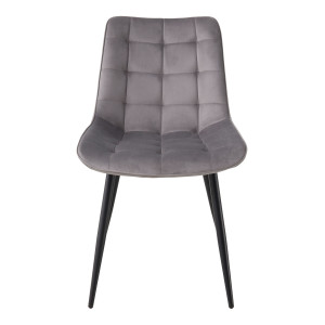 BHS LIVING Esszimmerstuhl, Küchenstuhl, Stuhl für den Wartebereich SERENA Polstersessel mit Samtstoff grau  55x53x88 cm